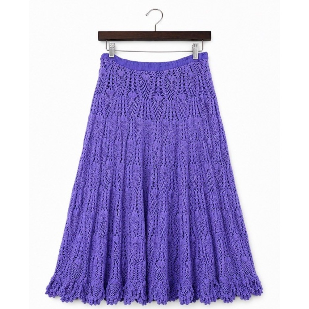 Brownstone Studio New York Purple Crochet Maxi Skirt Boho Festival Cottagcore XL - Picture 6 of 7